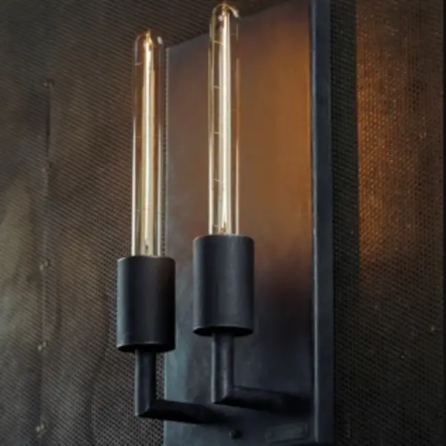 Double applique fer forgé industrielle 2xE27