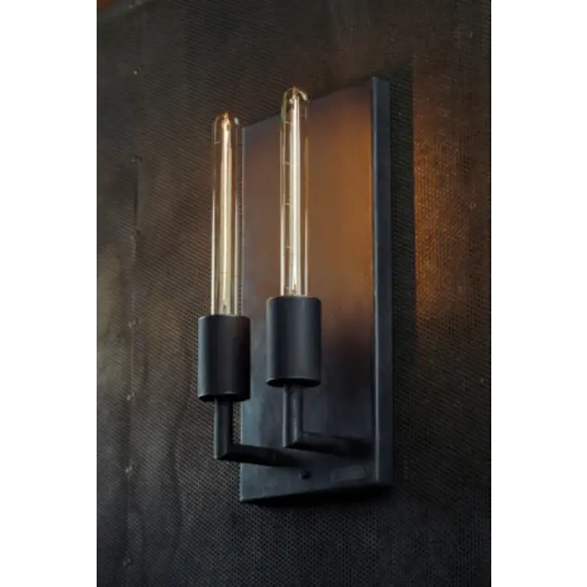 Double applique fer forgé industrielle 2xE27