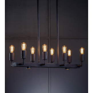 Lustre industriel fer forgé noir 12xE27 + 2xGU10 Lustre industriel fer forgé noir 12xE27 + 2xGU10