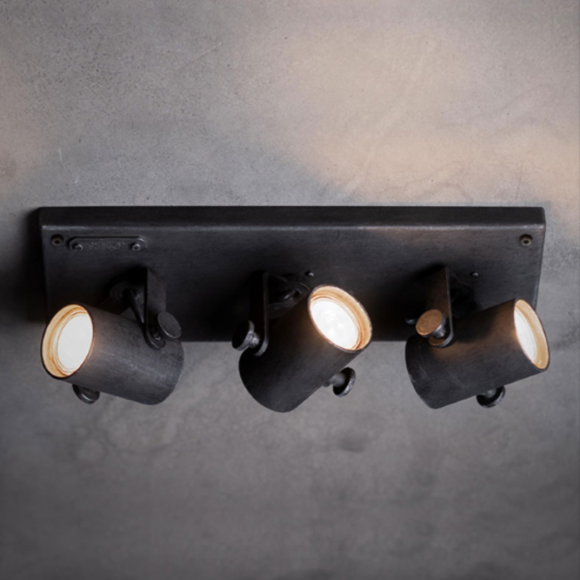 Rampe 3 spots fer forgé 3x GU10 394mm long