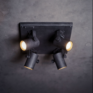 Luminaire plafonnier 4 spots fer forgé industriel 4xGU10 Luminaire plafonnier 4 spots fer forgé industriel 4xGU10