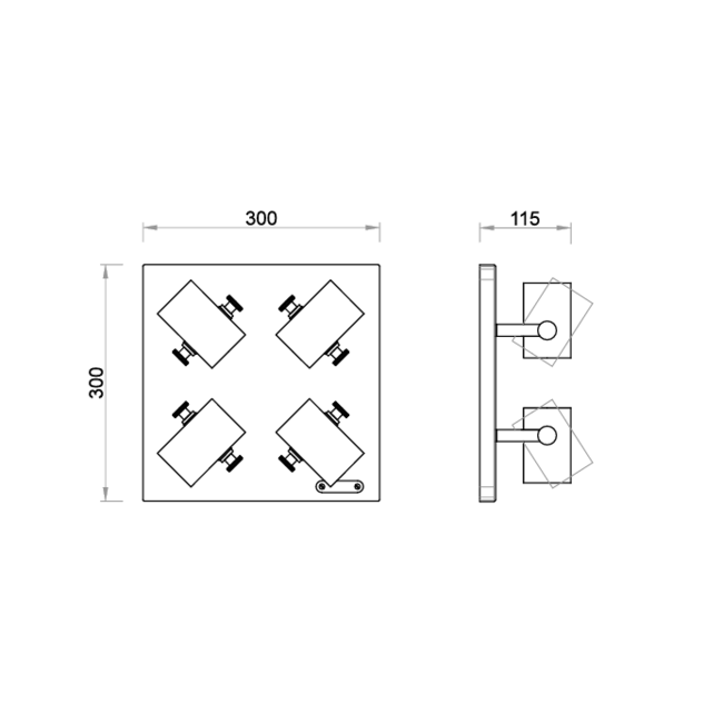 Luminaire plafonnier 4 spots fer forgé industriel 4xGU10