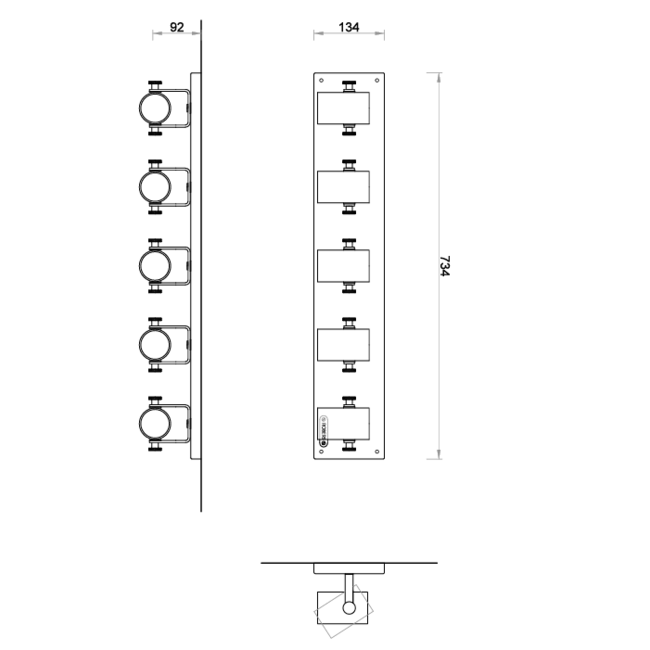 Plafonnier industriel 5 spots fer forgé artisanal