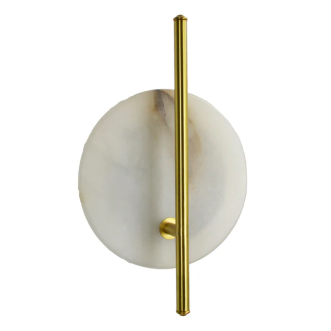 Albast wandlamp IP65 met stang geborsteld messing 5 of 9W dimbaar