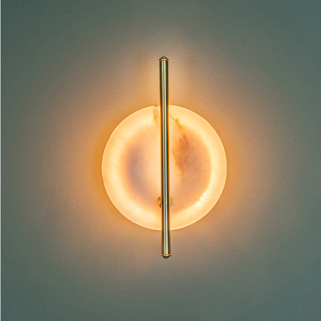 Albast wandlamp IP65 met stang geborsteld messing 5 of 9W dimbaar