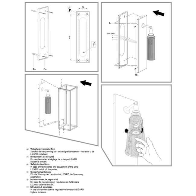 Wandlamp messing glas exclusief 54,5cm hoog