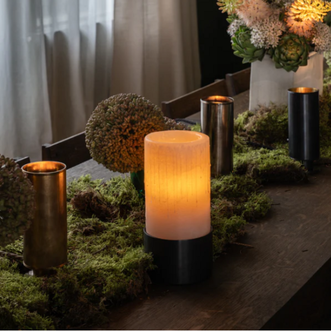 Albast tafellamp draadloos LED kaarslamp 2,4W flikkerend brons