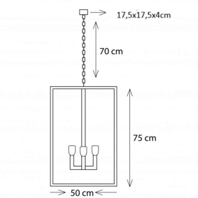 Lustre lanterne rustique avec verre 4xE27