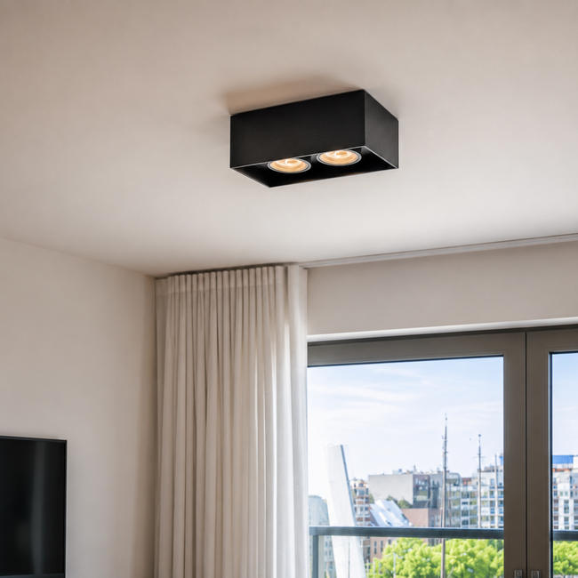 Plafondlamp 2 spots landelijk brons, nikkel, chroom LED