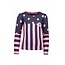 B.Nosy B.Nosy longsleeve with a mix op stripes and dots blue bird melee neon magenta