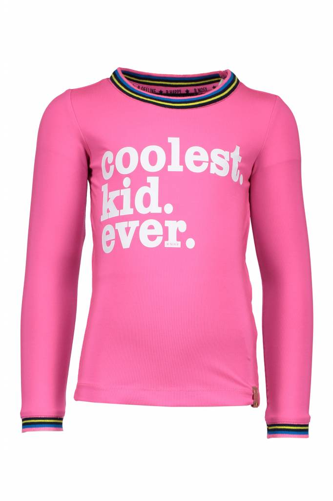 B.Nosy B.Nosy longsleeve with striped rib in neck and cuffs neon magenta
