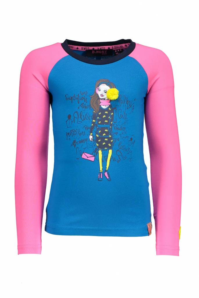 B.Nosy B.Nosy longsleeve with contrast raglan sleeves and knitted tape cyan