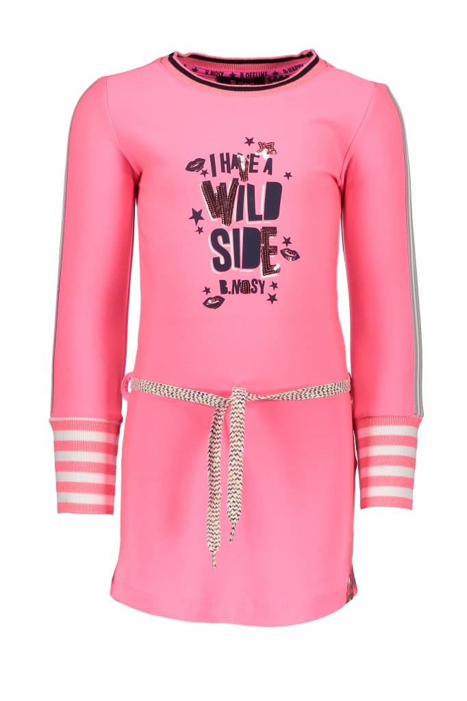 B.Nosy B.Nosy jurk with big striped cuffs candy