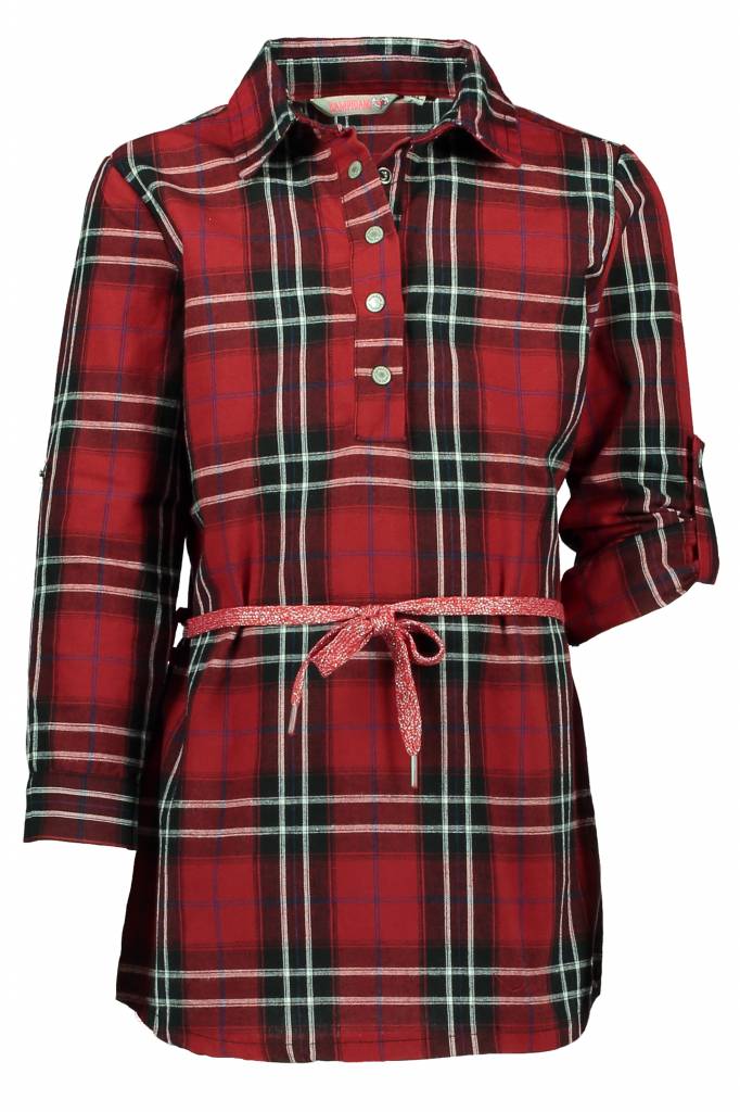 Bampidano Bampidano jurk flanel woven red check