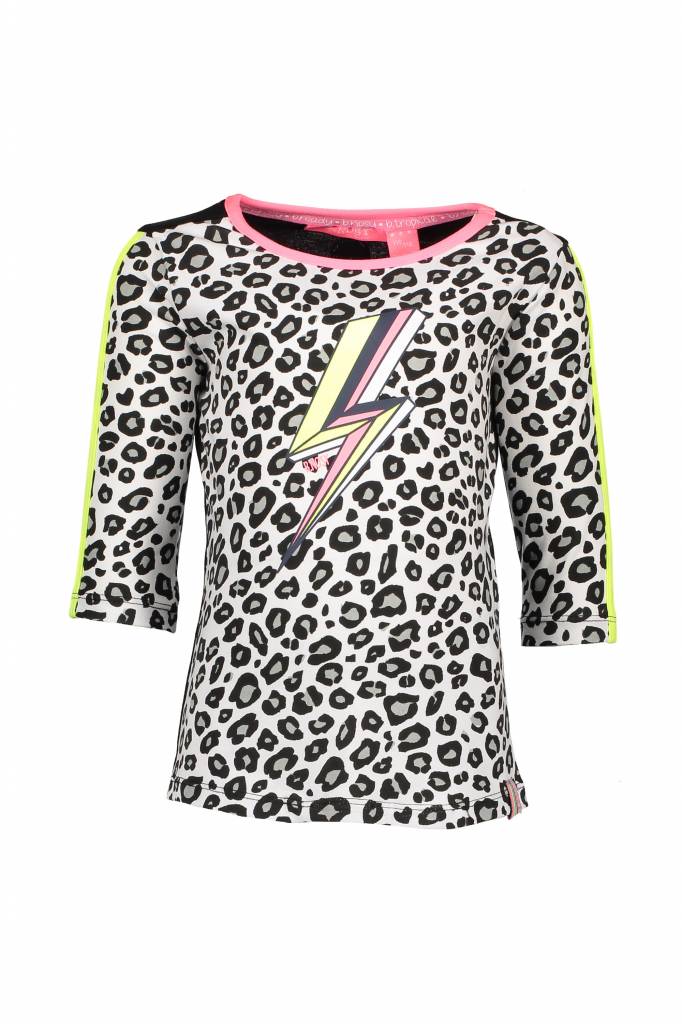 B.Nosy B.Nosy longsleeve with star print sleeves with tunderstorm print white panther black/ alloy ao