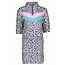 B.Nosy B.Nosy jurk with contrast v-parts, zipper at collar white glitter spots ao midnight blue