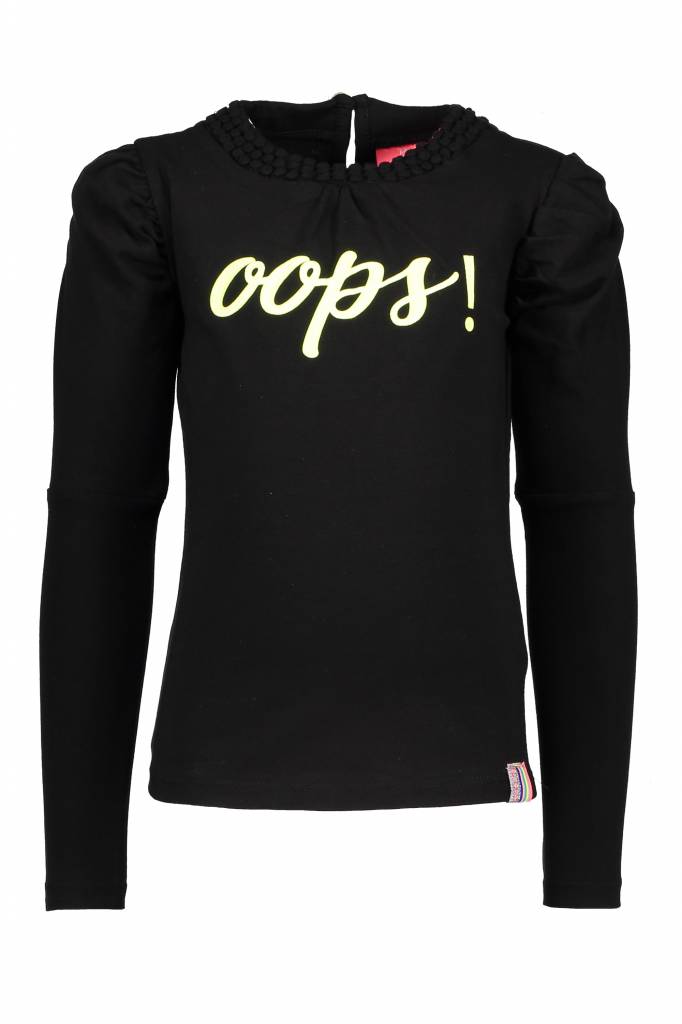 B.Nosy B.Nosy longsleeve with round smock part at neck black