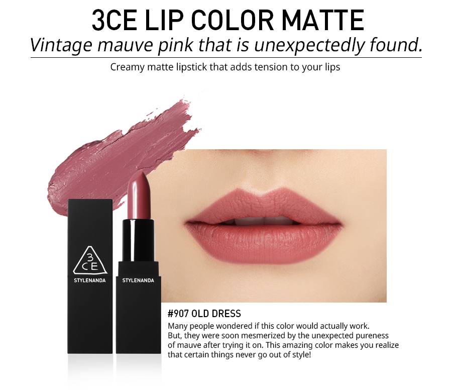 3ce Matte Lip Color 907 Old Dress K Beautytrends