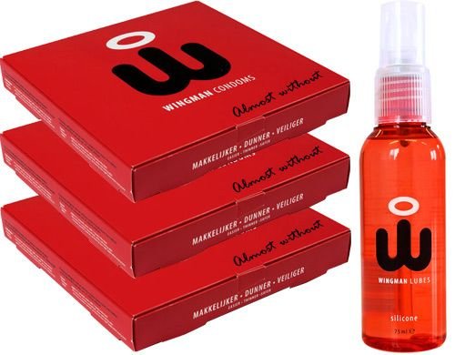 Wingman Aanbieding: 3 X 12 Condooms En GRATIS Lube 100ml afbeelding