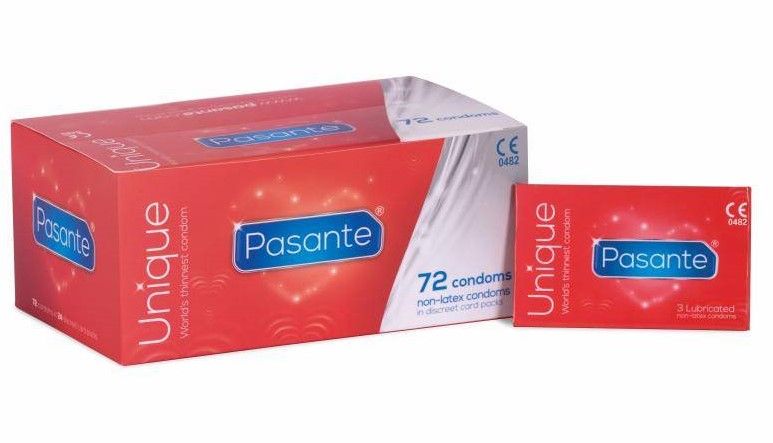 Pasante Unique Latexvrije Condooms 72 (24 x 3) stuks - grootverpakking afbeelding