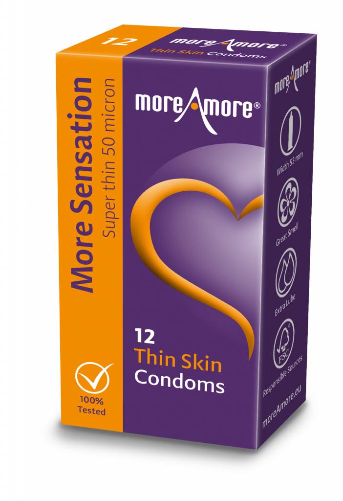 MoreAmore Thin Skin Condooms 12 stuks afbeelding