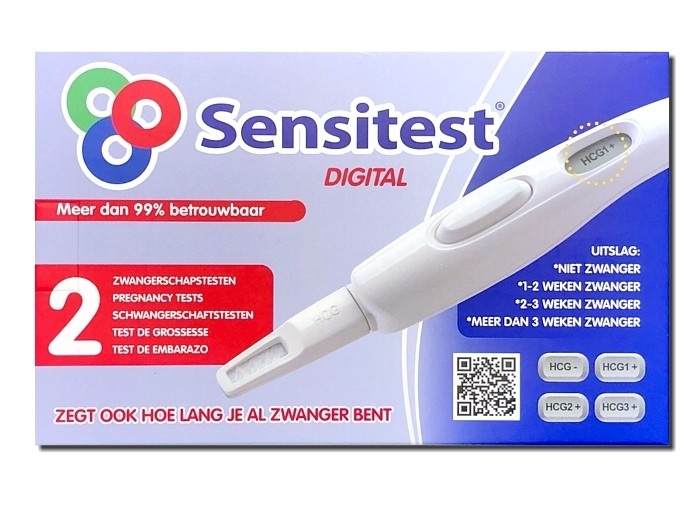 Sensitest Digitale Zwangerschapstest Met Wekenindicator (2 Stuks) afbeelding
