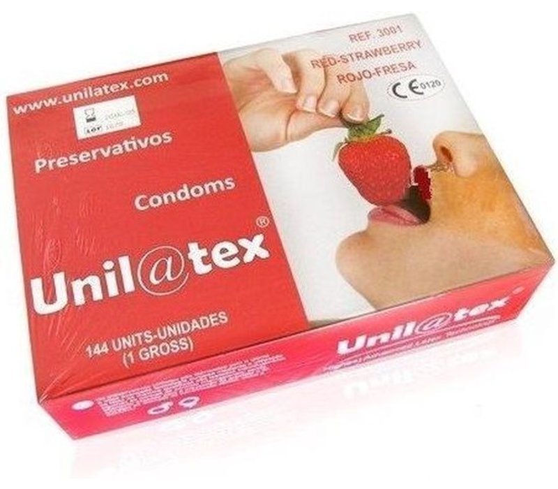 Strawberry 144 rode condooms - grootverpakking aardbei