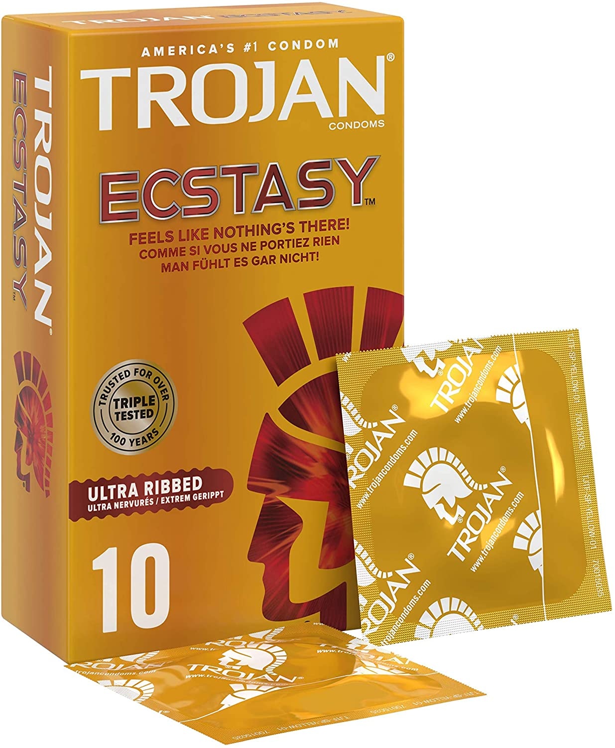 Trojan Ecstasy Ultra Ribbed 10 Condooms Met Ribbels Voor Extra Stimulatie afbeelding