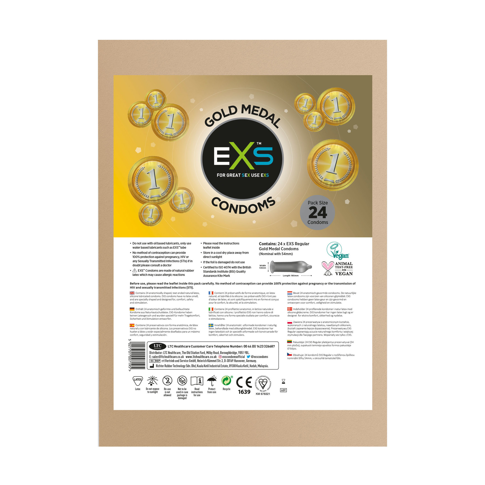 EXS Gold Medal Condooms In Gouden Ronde Folies 24 stuks afbeelding