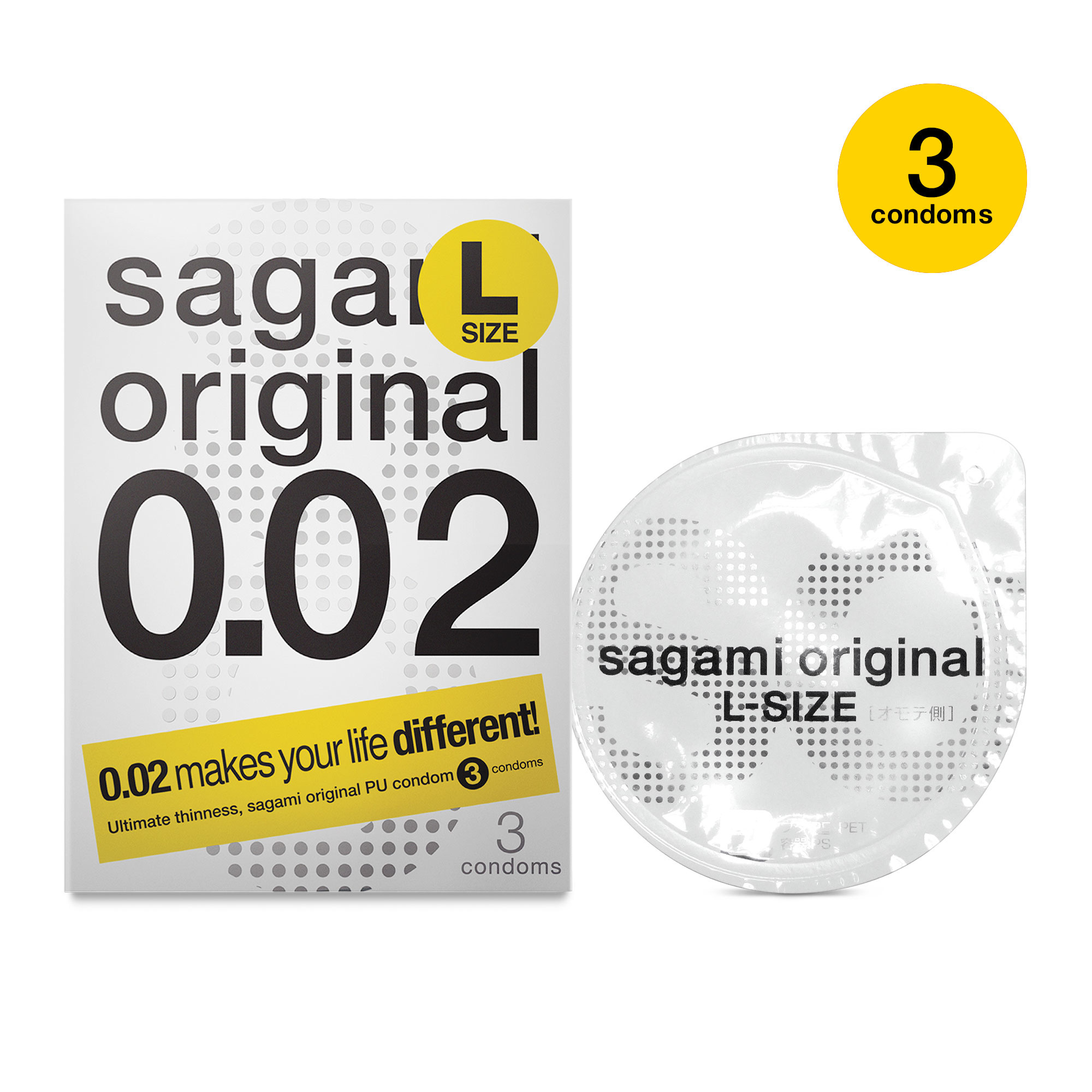 Sagami Original - Ultradunne Latexvrije Condooms - Maat L 3 stuks afbeelding