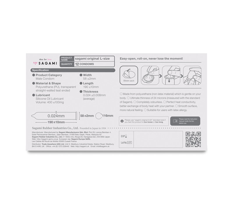 Original 0.02 Size L (58mm) - ultradunne latexvrije condooms