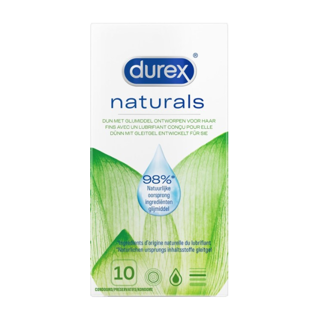 Durex Natural Condooms Met Glijmiddel Op Waterbasis 10 stuks afbeelding