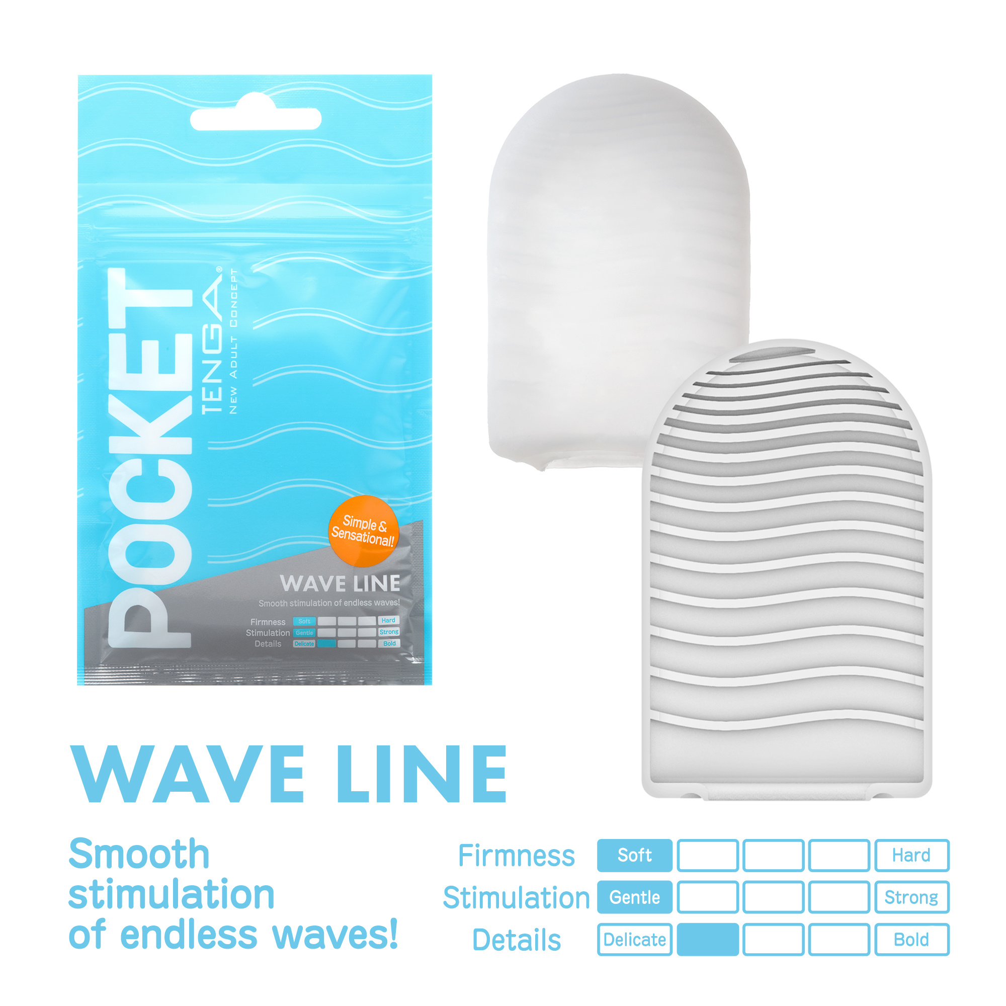 Tenga Pocket Stroker - Praktische Wegwerp Masturbator In Zakformaat Wave Line afbeelding