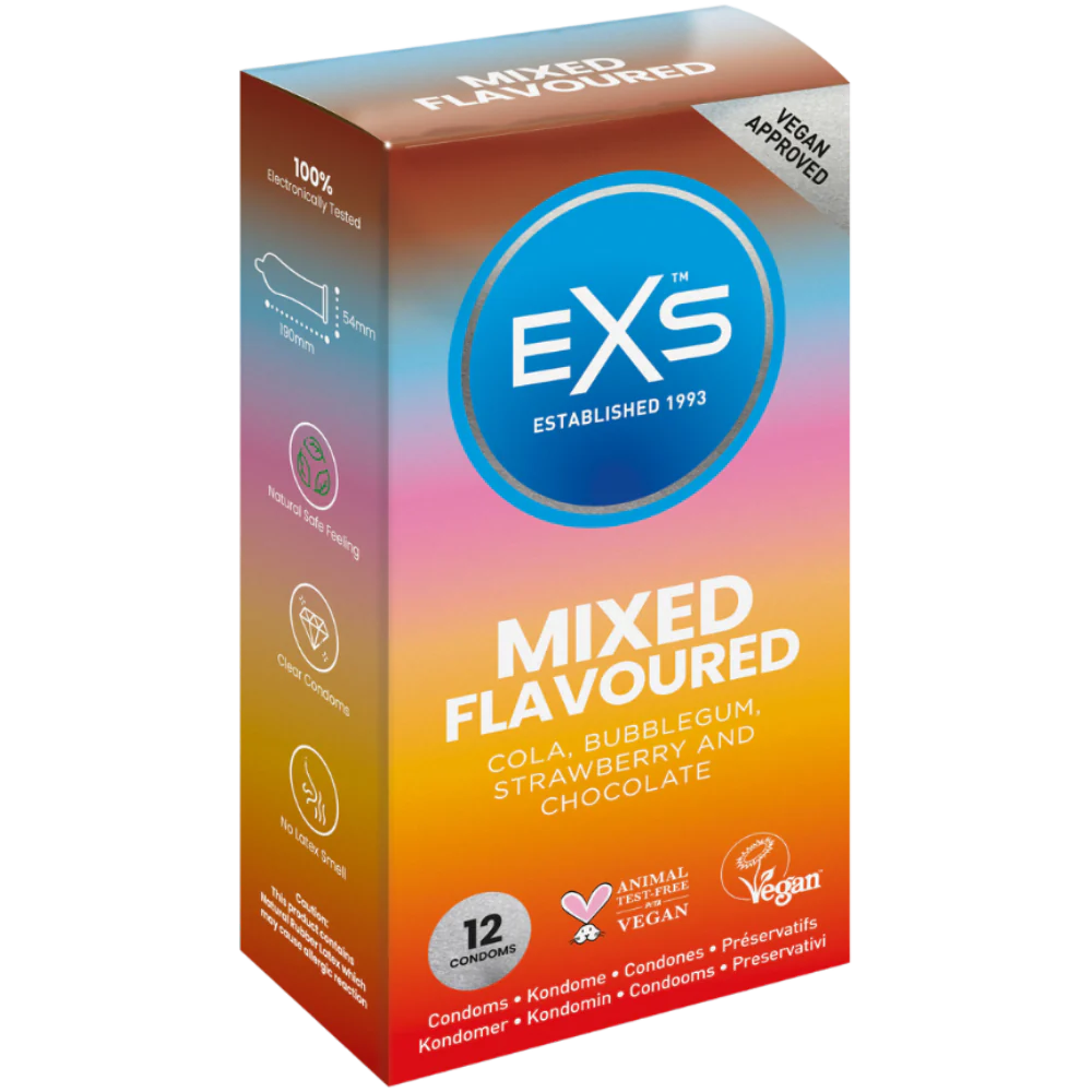 EXS Mixed Flavoured - Condooms In De Smaken Cola, Bubblegum, Aardbei En Chocolade 12 stuks afbeelding