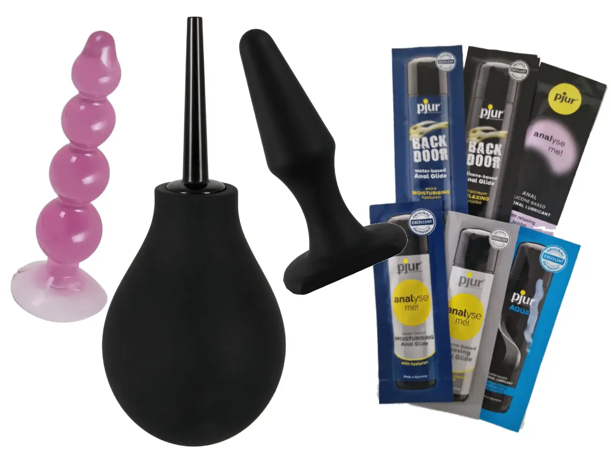 Condoom Anoniem Anaal Beginner Set - Butt Plug, Beads, Douche En Glijmiddel afbeelding