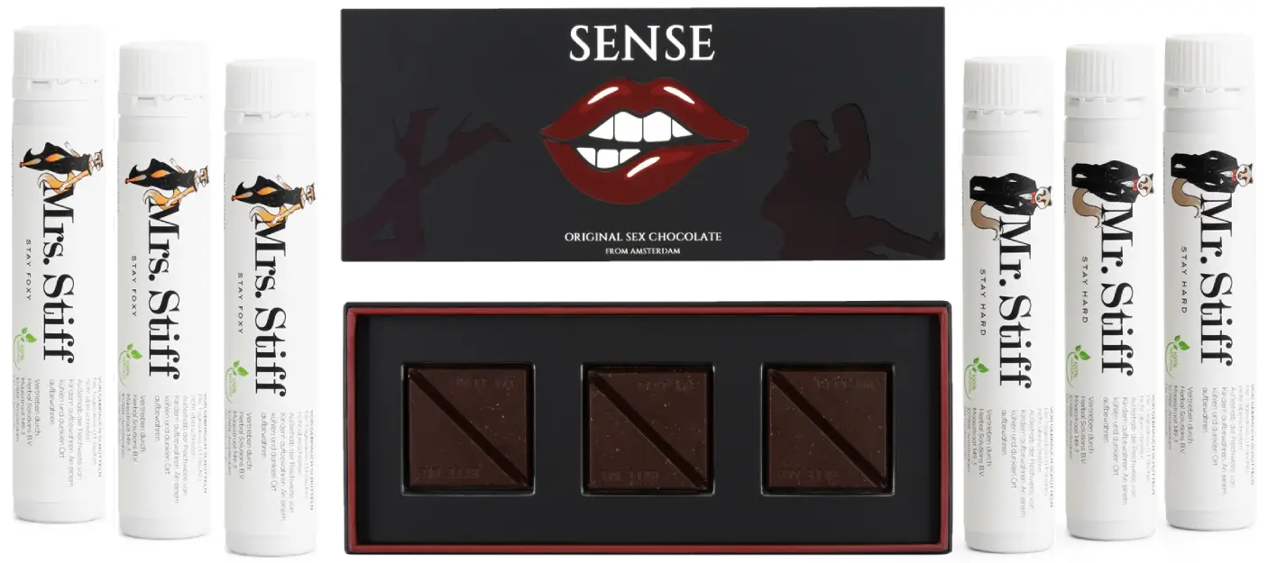 Sense Chocolate & Mr. Stiff Libido Boosters met 3 x 2 boosters afbeelding