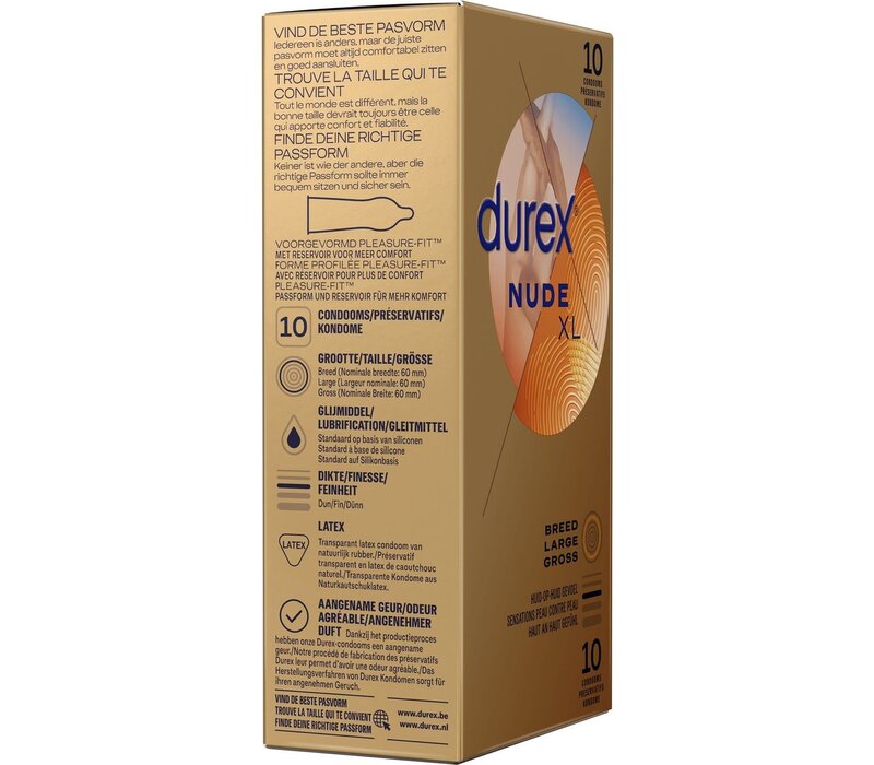 Nude XL 10 condooms (60mm, latex)