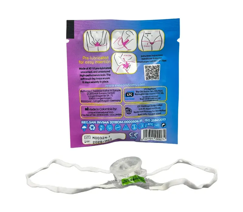 Vrouwencondoom met beenbandjes