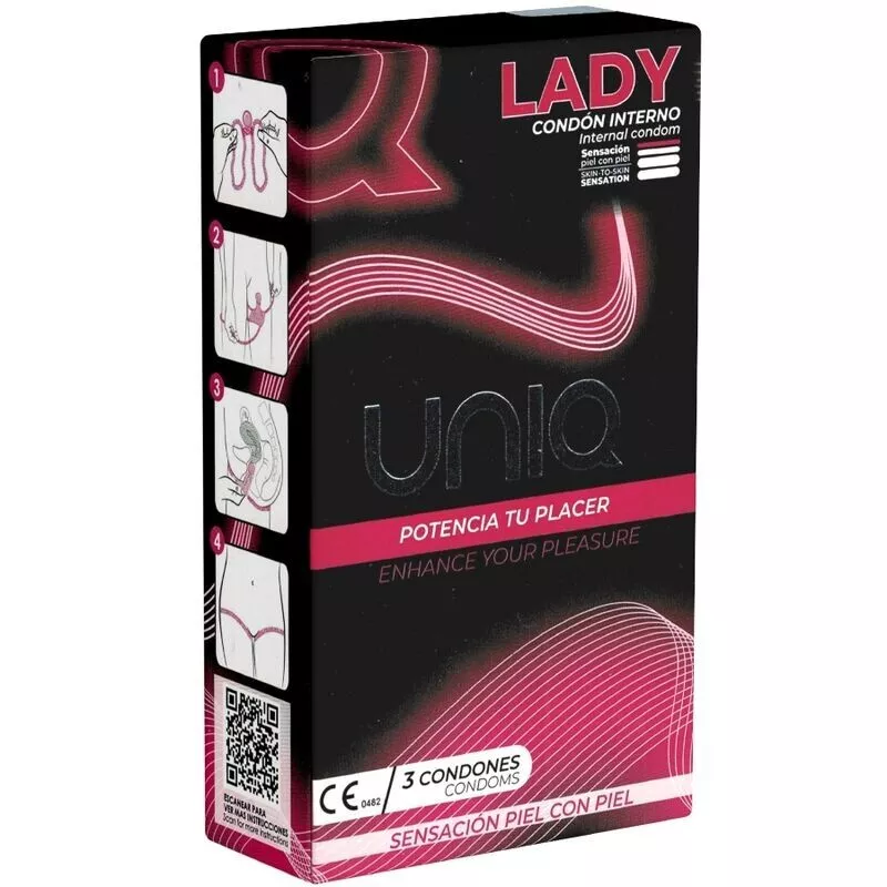 UNIQ Lady Condom - 3 Latexvrije Vrouwencondooms Met Kanten Gordel afbeelding