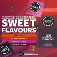 Mixed Flavoured -  condooms in de smaken cola, bubblegum, aardbei en chocolade