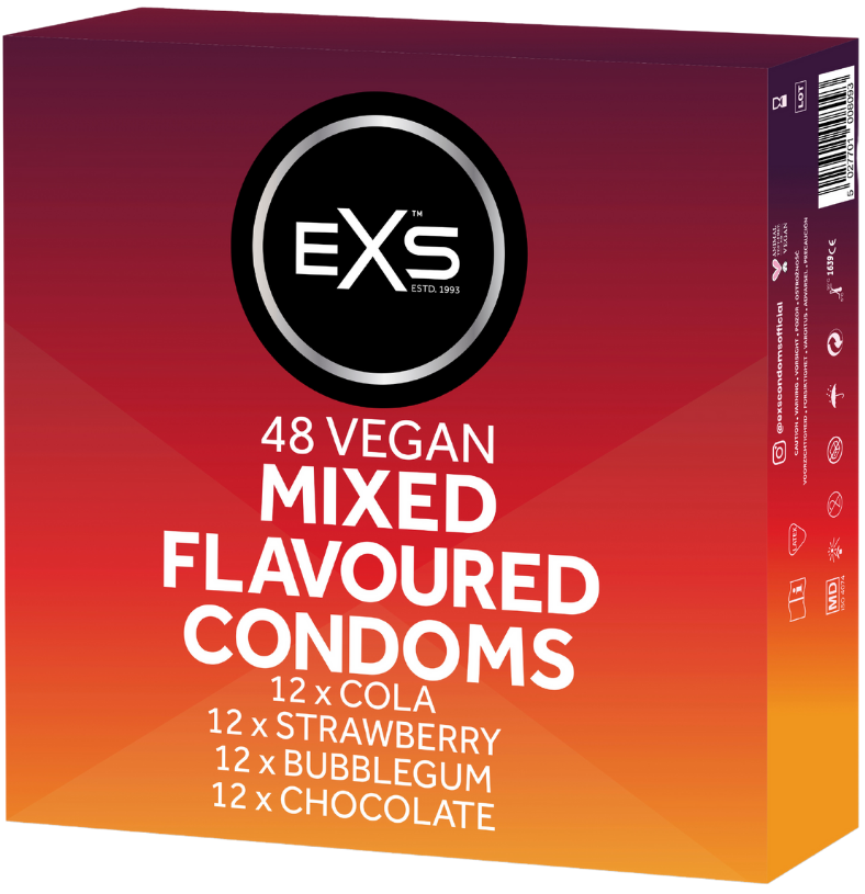 EXS Mixed Flavoured - Condooms In De Smaken Cola, Bubblegum, Aardbei En Chocolade 48 stuks afbeelding