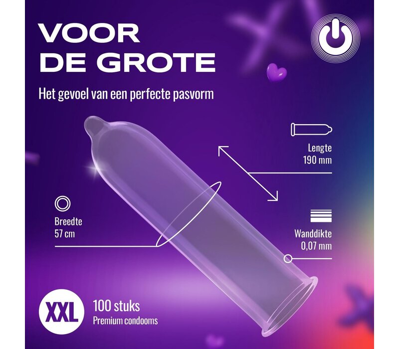 Extra Large 100 bredere condooms
