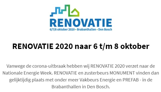 Renovatiebeurs 2020 verplaatst