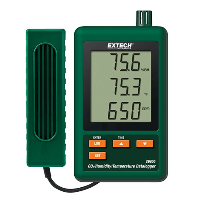 EXTECH SD800: CO2, vochtigheid en temperatuur datalogger