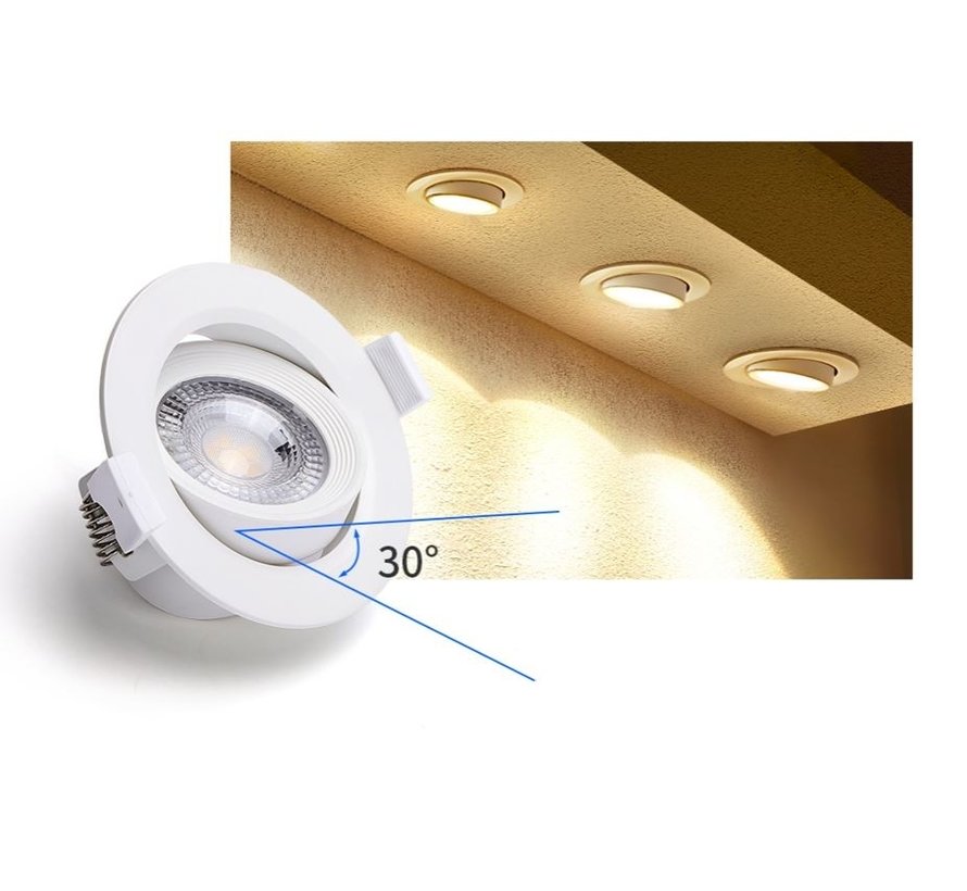 LED inbouwspot - 5W vervangt 32W - 3000K warm wit licht - Kantelbaar