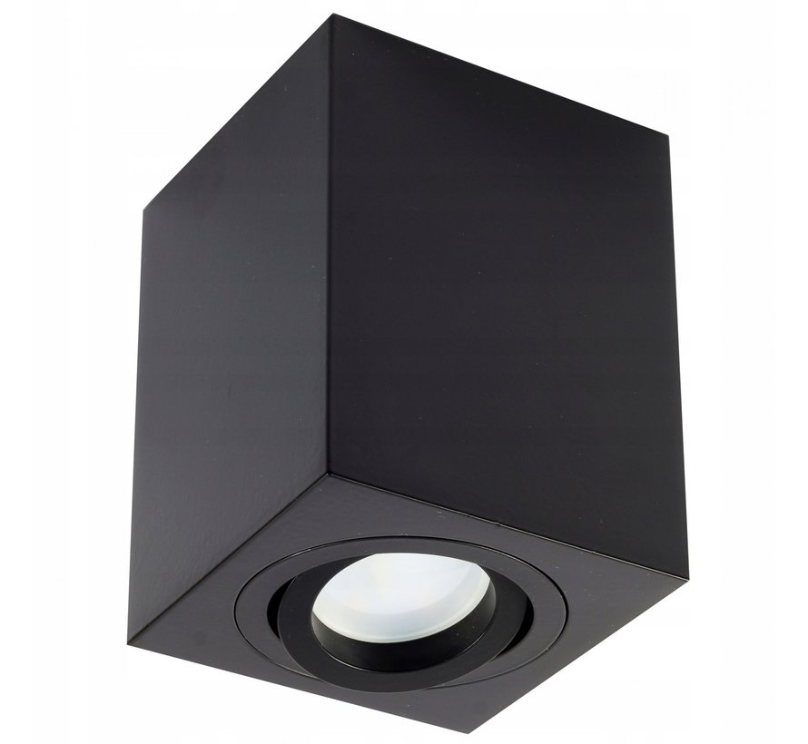 LED Plafondspot - Zwart - Cube Vierkant - GU10 fitting - Kantelbaar - excl. LED spot