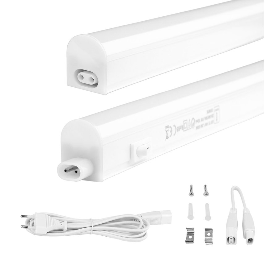 T5 LED armatuur 120cm - 14W vervangt 140W - 3000K warm wit licht (830) - compleet met 1.5m aansluitsnoer en aan- uitknop
