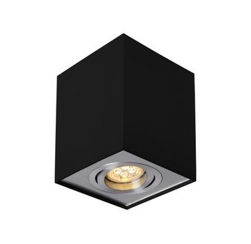 LED Plafondspot - Zwart Zilver - Cube vierkant - met GU10 fitting - Kantelbaar - Excl. LED spot