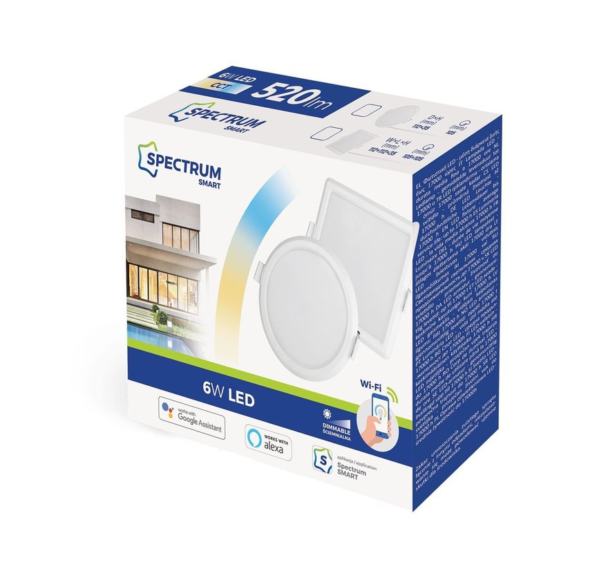 OP=OP WiFi LED - dimbare inbouwspot 6W - CCT 3000K-6500K - Bediening met de App