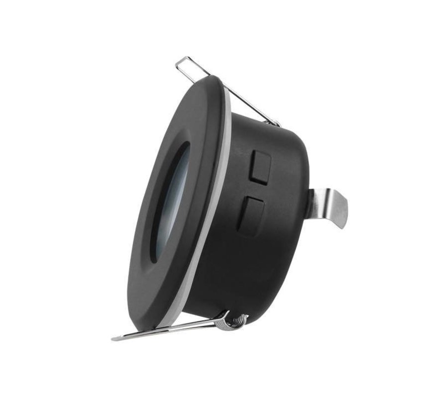LED inbouwspot zwart rond - Badkamer IP44 - zaagmaat 73mm - buitenmaat 83mm